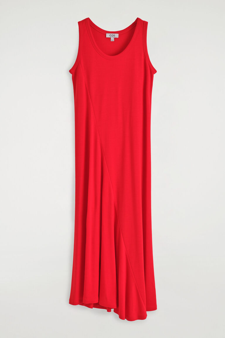 ASYMMETRIC JERSEY MIDI DRESS