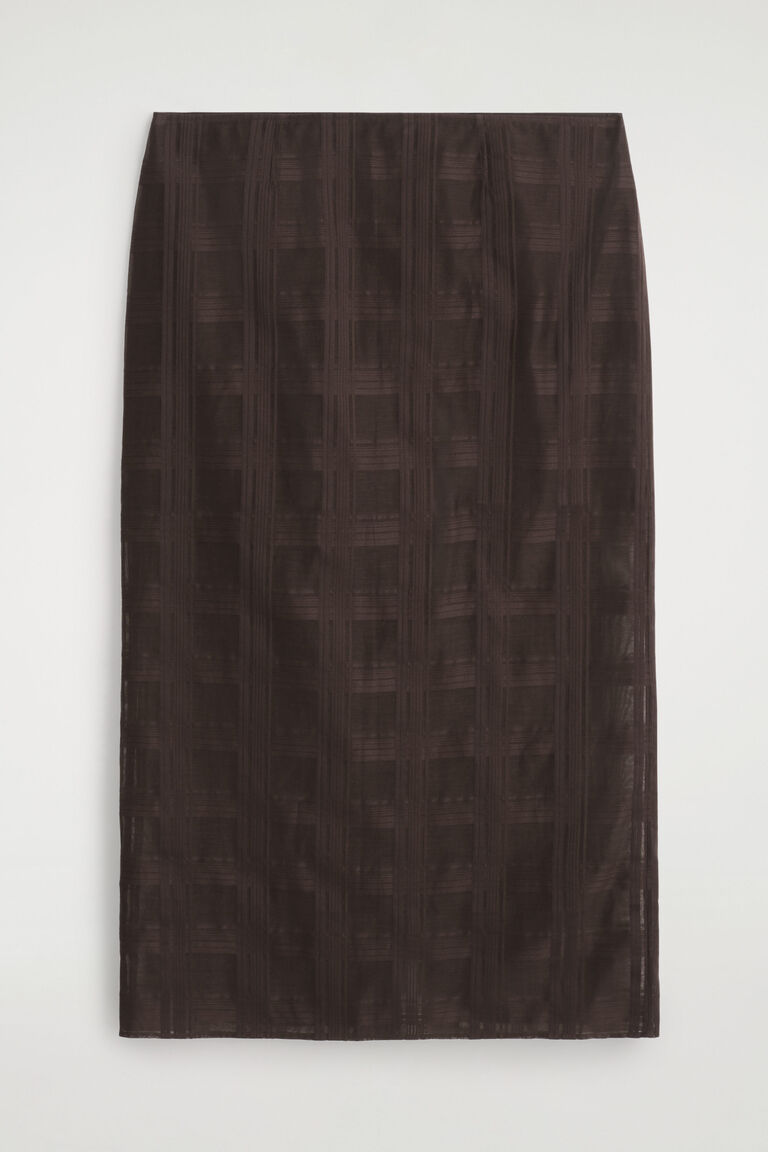 LAYERED SHEER CHECKED MIDI SKIRT