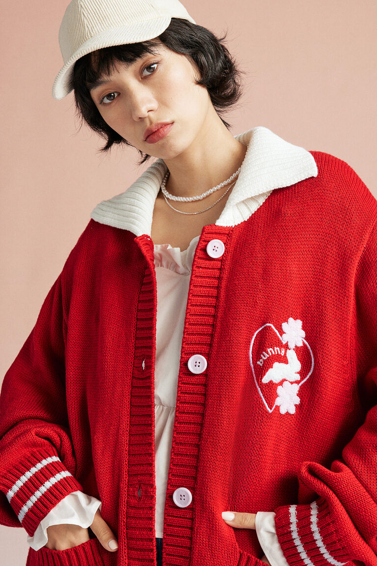 Oversized collared cardigan