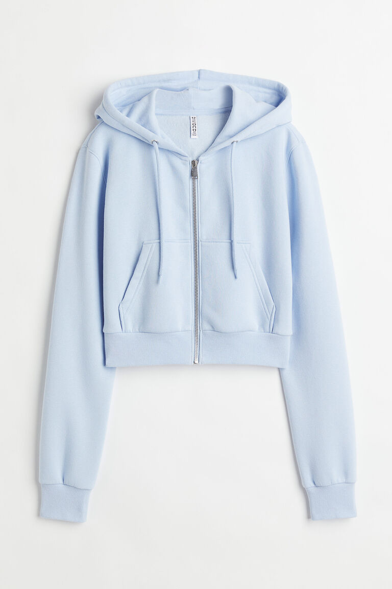 Cropped zip-through hoodie