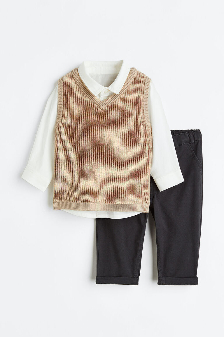 19361 Unisex Organic Cotton Tricot Take-Me-Home 3PC Set Neutral Cream