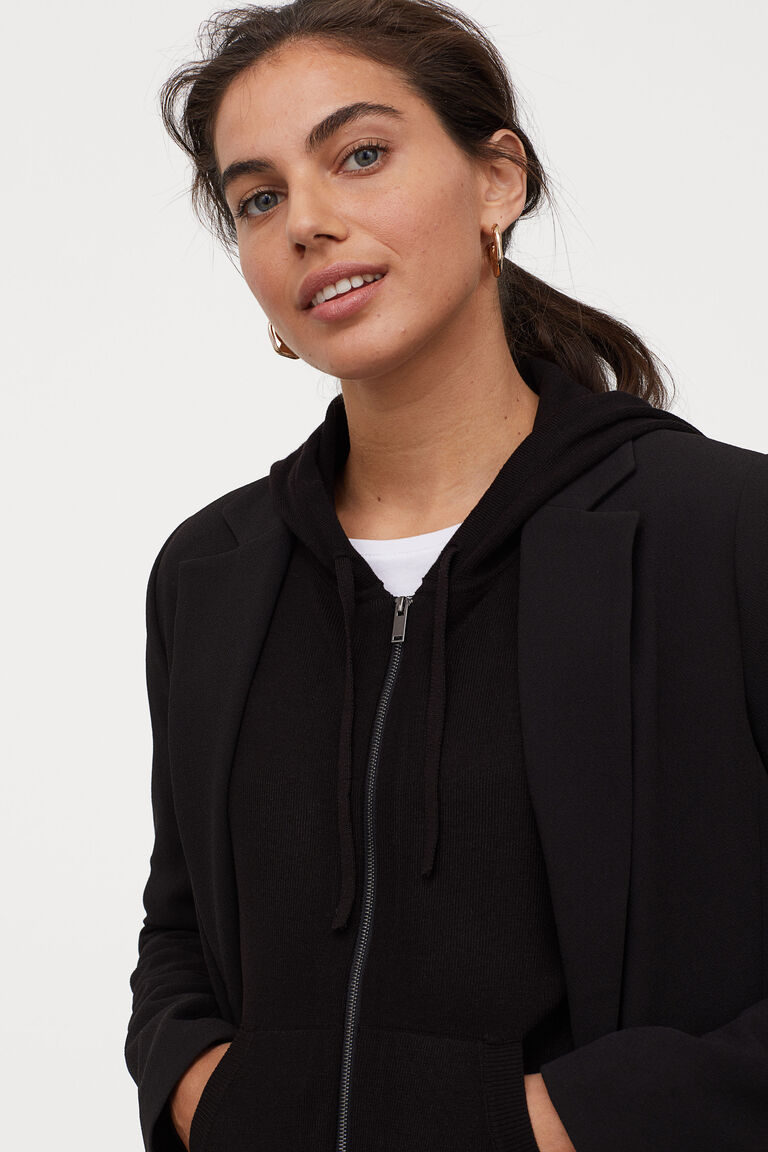 fine knit hooded jacket