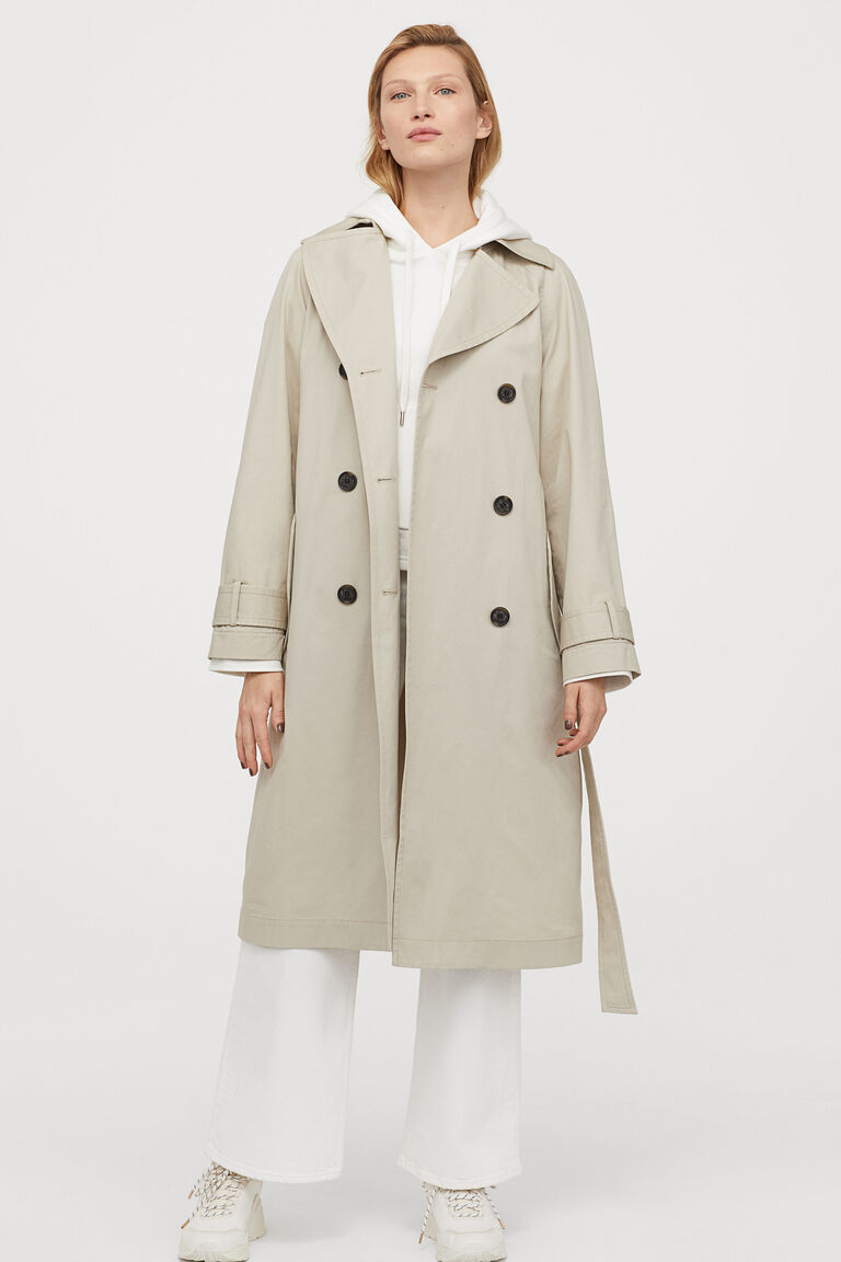h&m cotton trench coat