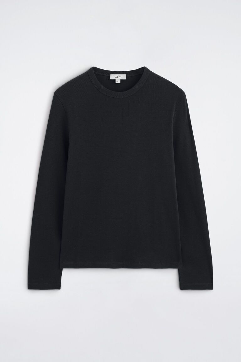 SLIM RIBBED COTTON LONG-SLEEVED T-SHIRT