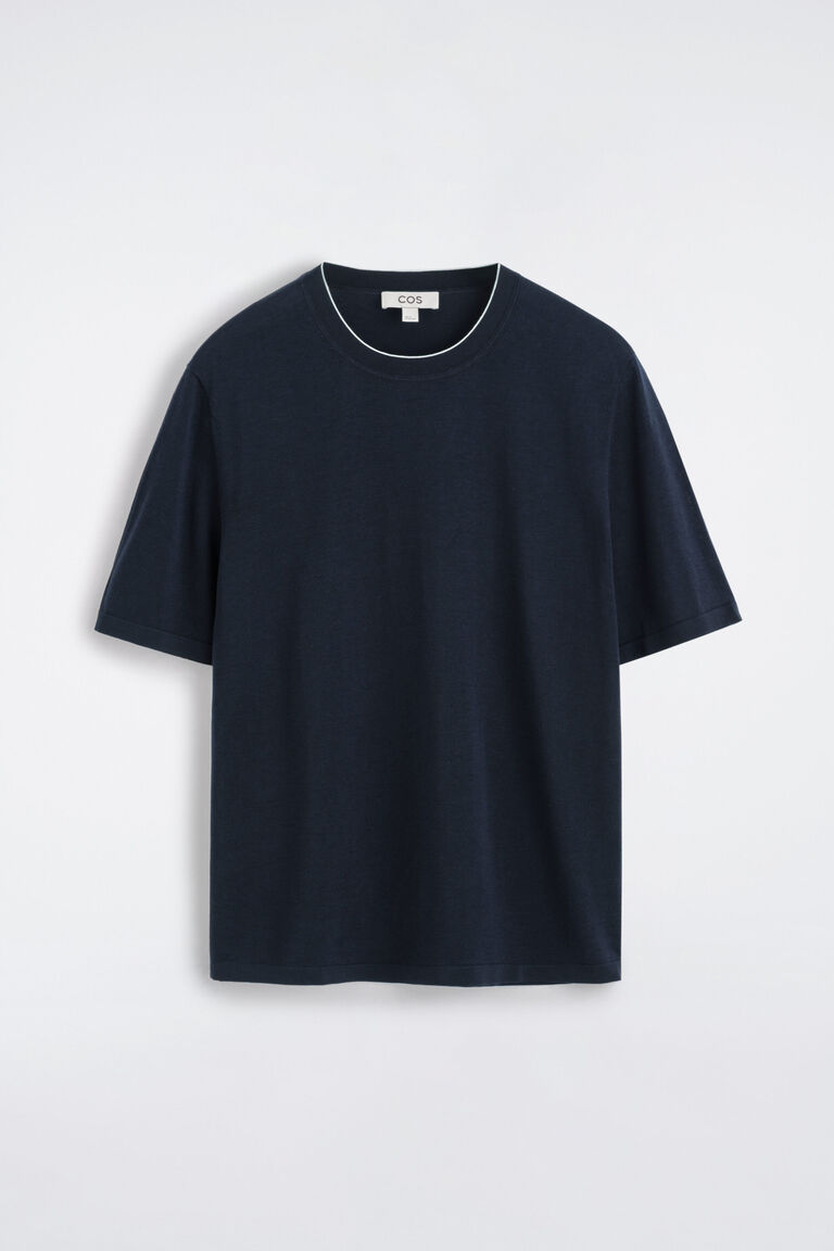 CONTRAST-TIPPED SILK-COTTON T-SHIRT