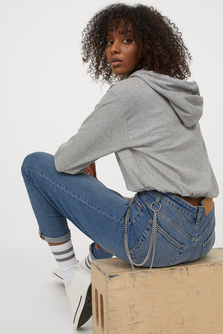 Ribbed jersey hoodie