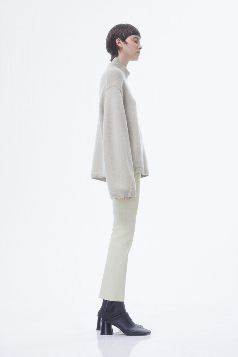 Black Ankle-Length Trousers In Wool And Silk