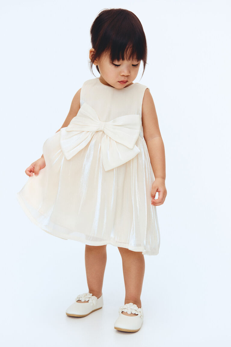 Bow-detail organza dress