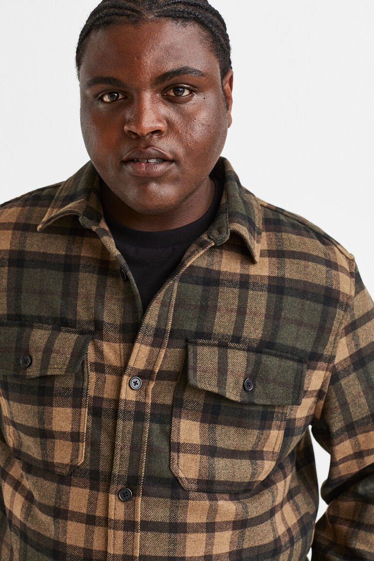 Twill-Effect Knit Overshirt main image 1