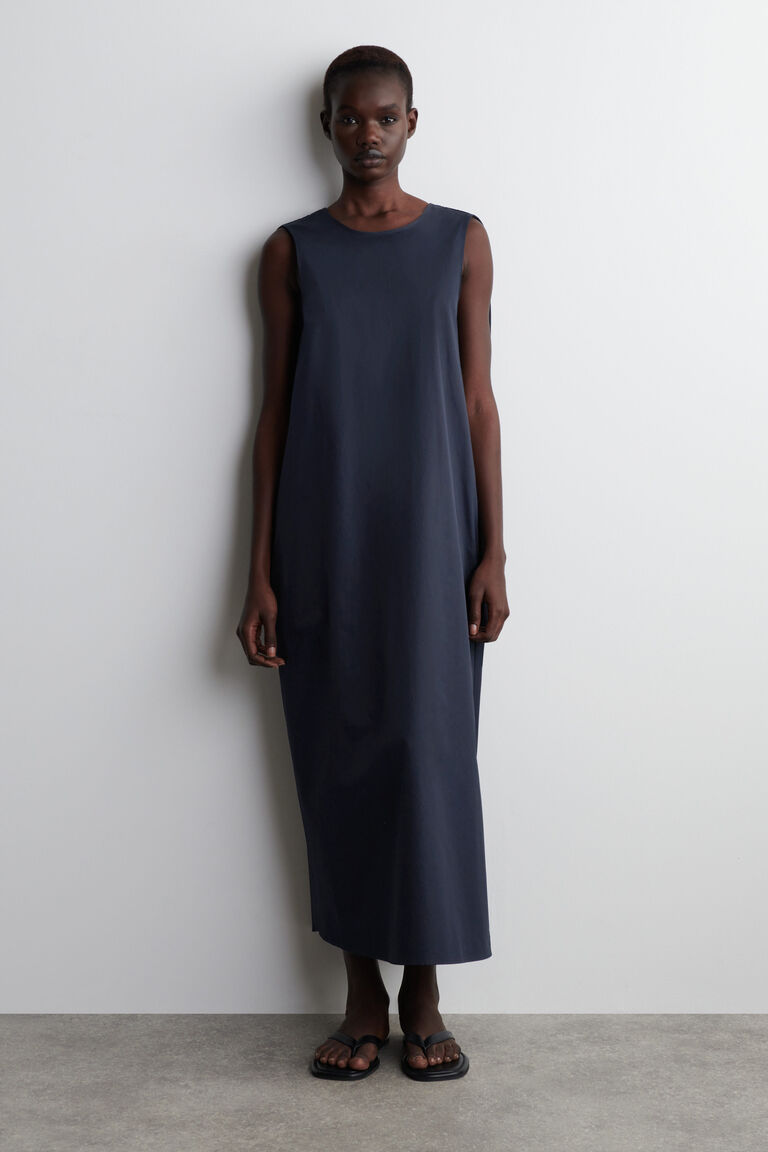 TWIST-BACK COTTON MIDI DRESS