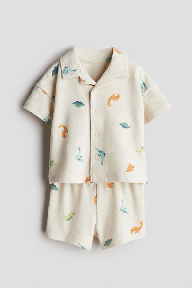 2-piece terry resort shirt and shorts set