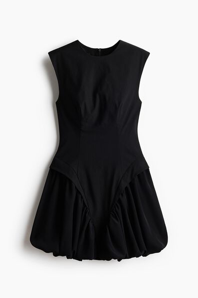 Bubble-hem twill dress