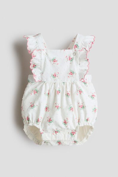 Frill-trimmed cotton romper suit