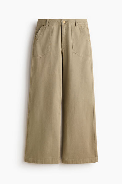 Wide twill trousers