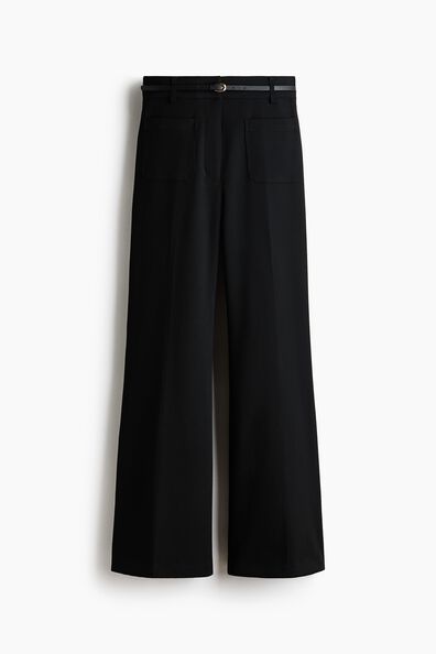 Flared belted trousers