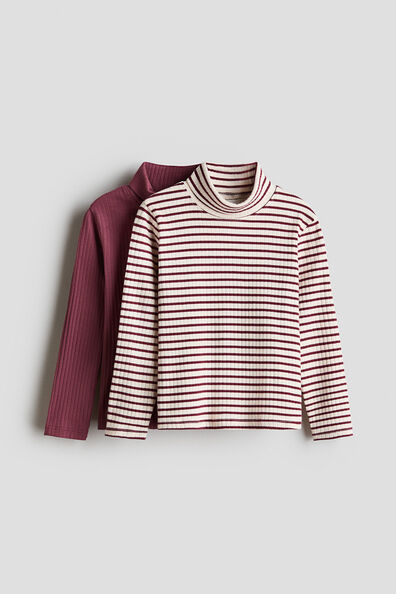 2-pack ribbed polo-neck tops