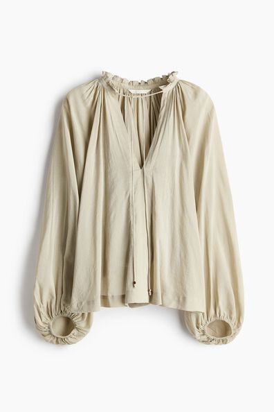 Oversized cotton-blend blouse
