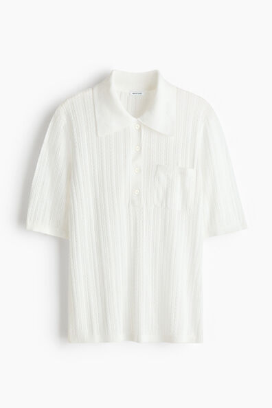 Pointelle-knit polo shirt