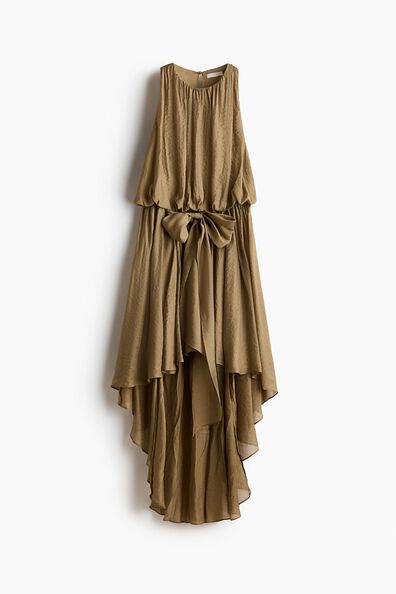Voluminous tie-detail dress