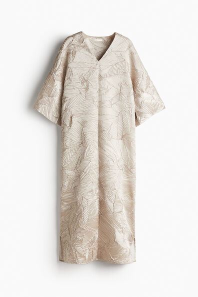 Crinkled satin kaftan dress