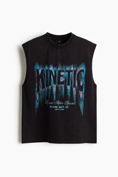 Loose Fit  Printed cotton vest top