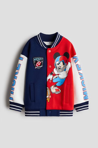 Oversized printed baseball jacket