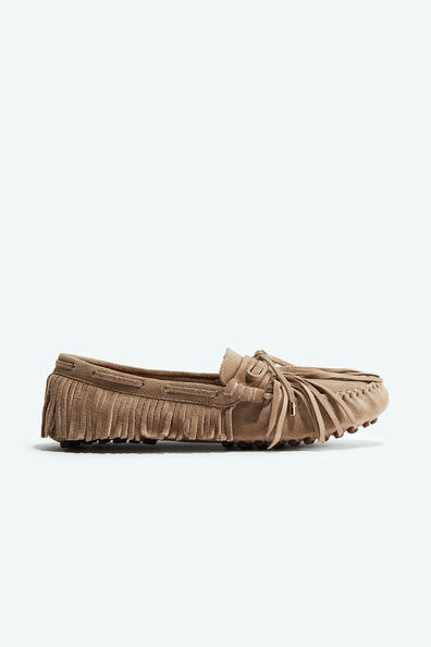 Fringe suede loafers
