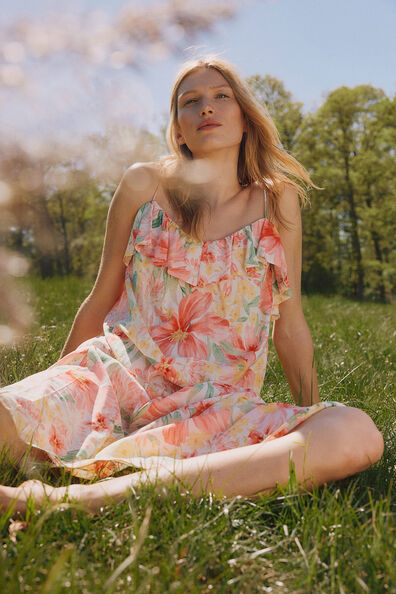 Frill-trimmed strappy dress