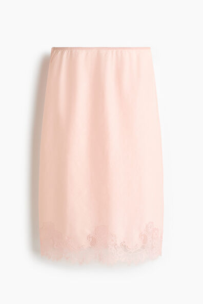 Lace-trimmed ramie skirt