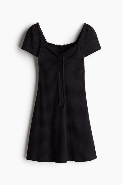 Lace-trimmed flared-skirt dress