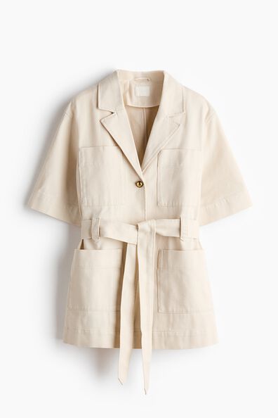Belted cotton blazer