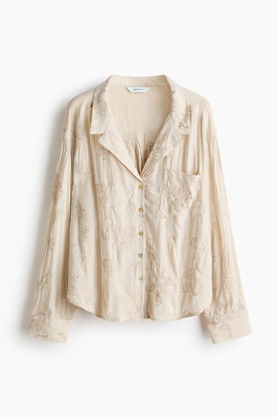Embroidered viscose resort shirt
