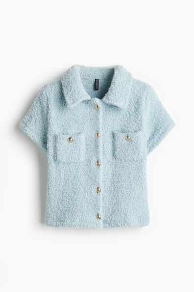 Short-sleeved teddy cardigan