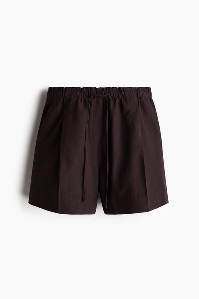 Linen-blend drawstring shorts