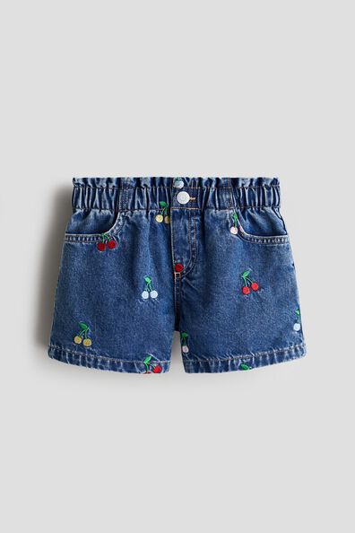 Embroidered-motif denim shorts