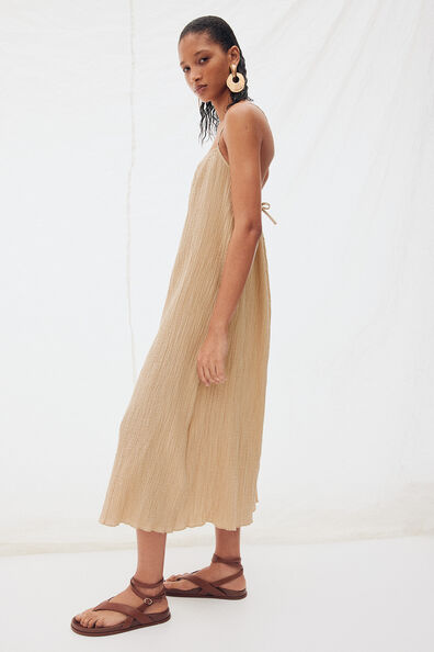 Tie-detail throw-on dress