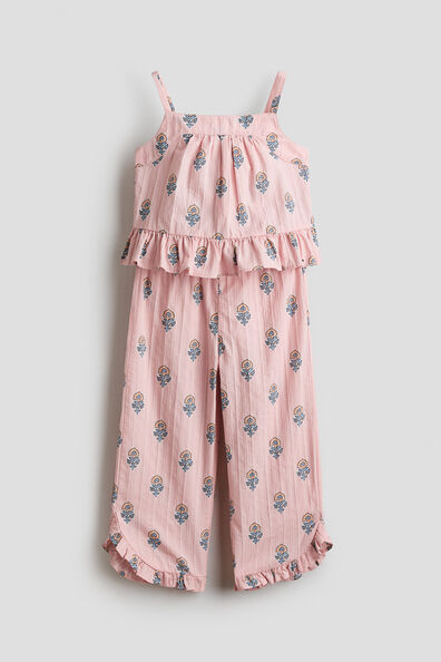 2-piece frill-trimmed cotton set