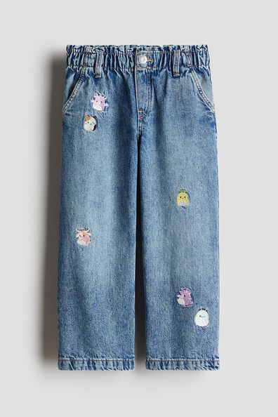 Motif-detail Wide Leg Jeans