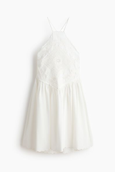 Broderie anglaise flared-skirt dress