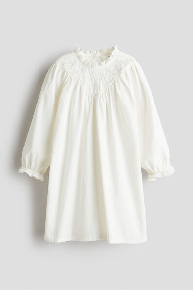 Frill-trimmed cotton corduroy dress