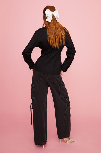 Tapered-waist poplin shirt