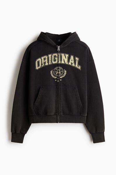 Oversized Fit Printed zip-through hoodie