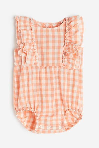 Flounce-trimmed romper suit