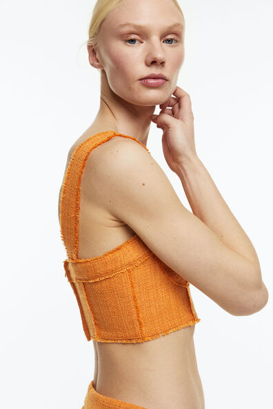 Fringe-trimmed crop top