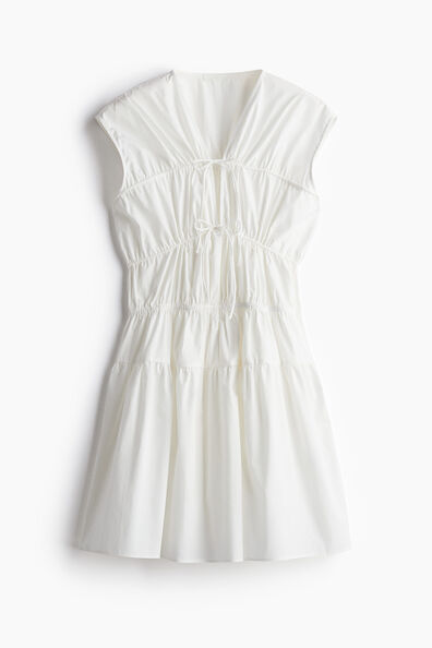 Drawstring-detail poplin dress