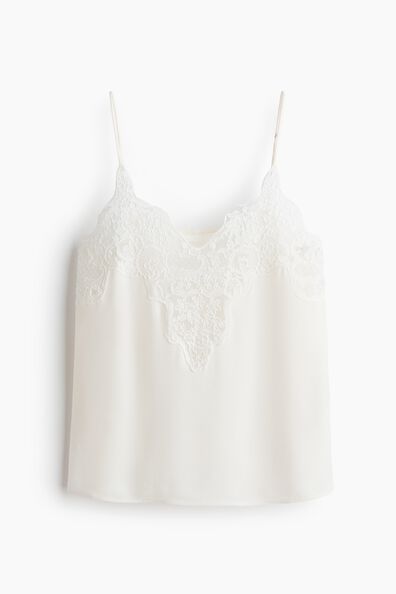 Lace-trimmed strappy top