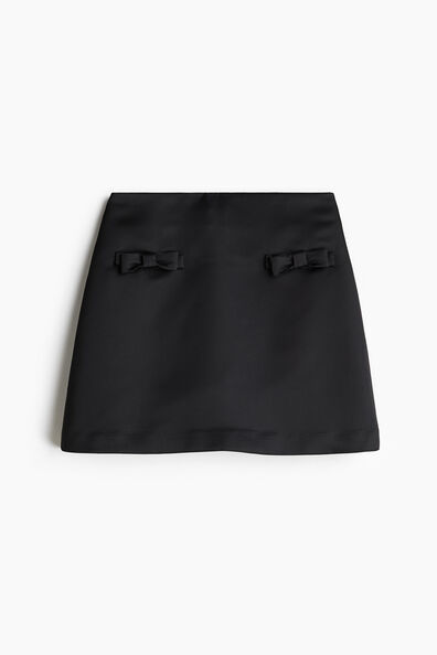 Bow-detail satin mini skirt
