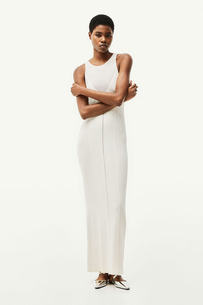 Open-back rib-knit dress