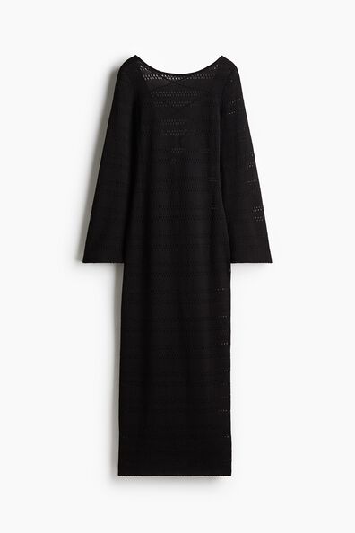 Lacing-detail hole-knit dress