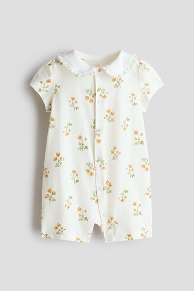 Collared cotton sleepsuit